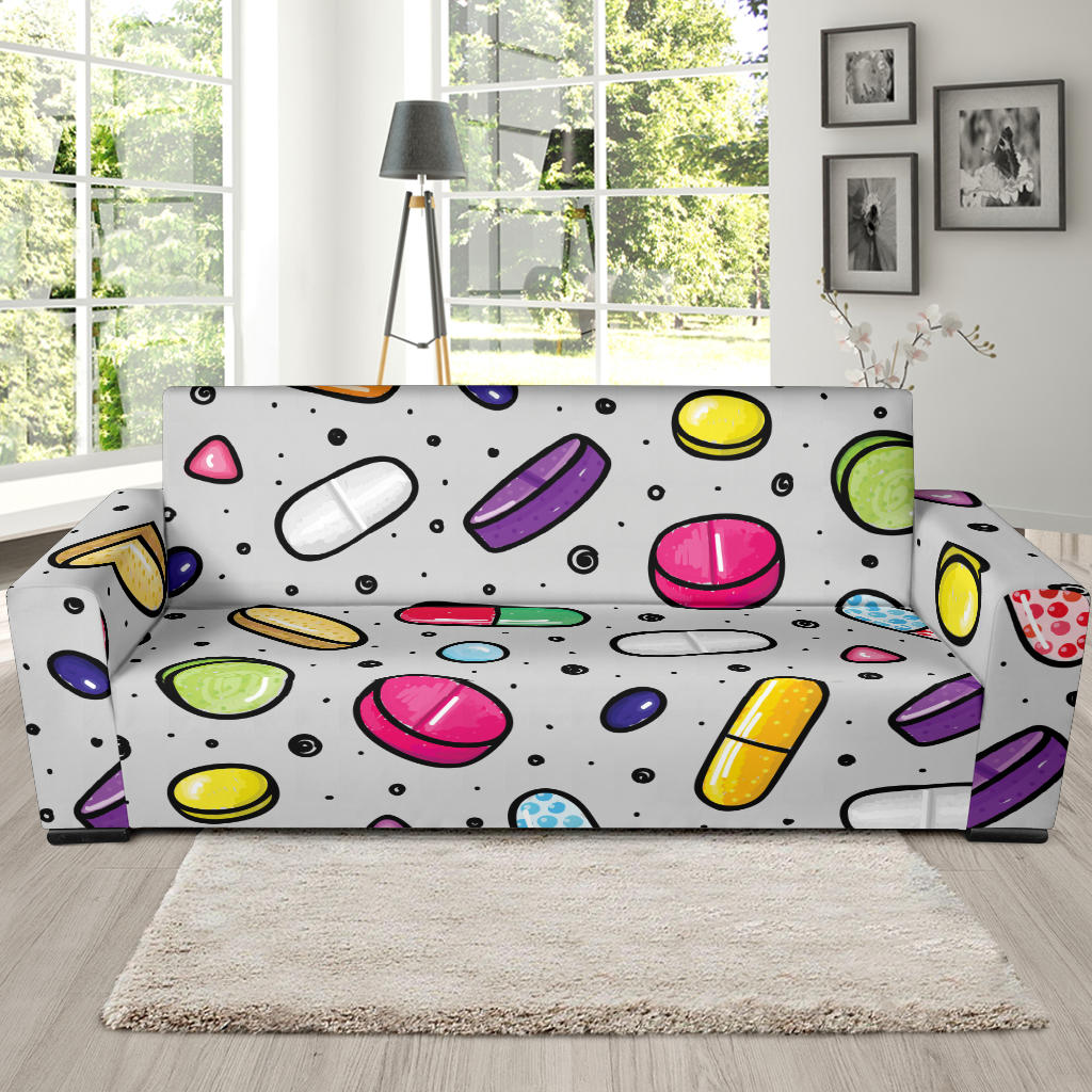 Pill Pattern Print Design A04 Sofa Slipcover