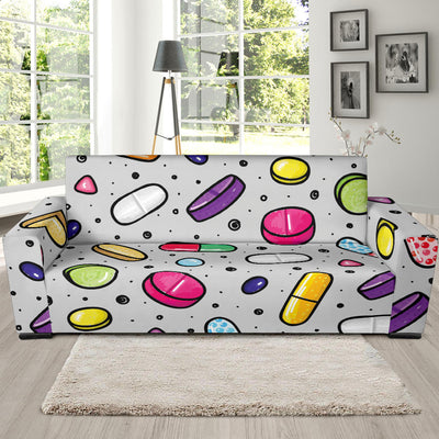 Pill Pattern Print Design A04 Sofa Slipcover