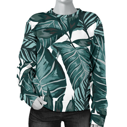 Tropical Palm Leaves Pattern Women Long Sleeve Sweatshirt