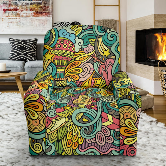 Hippie Print Design LKS302 Recliner Slipcover with Pocket