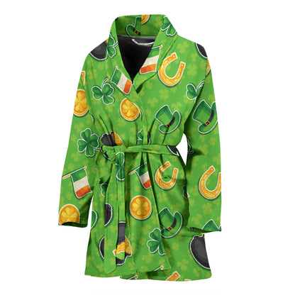 Shamrock Saint Patrick's Day Print Design LKS302 Women Bathrobe