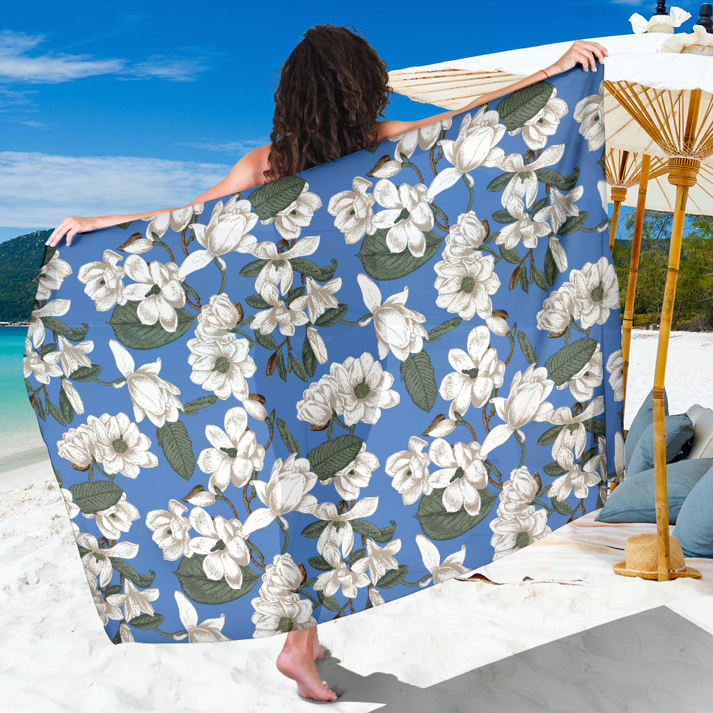 Magnolia Pattern Print Design 01 Sarong Pareo Wrap