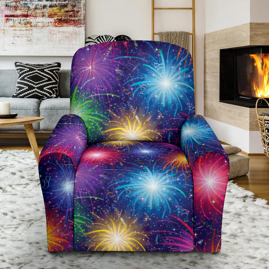 Firework Colorful Print Design LKS301 Recliner Slipcover with Pocket