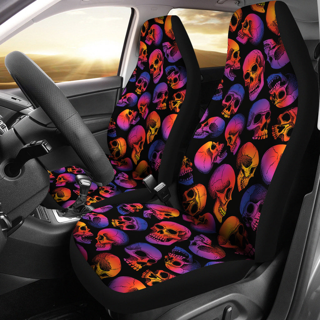 Skull Multicolor Print Design LKS3011 Car Seat Covers