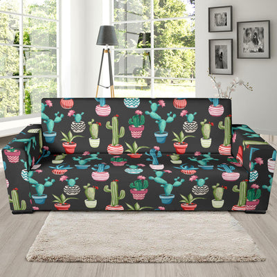 Cactus Pattern Print Design 02 Sofa Slipcover