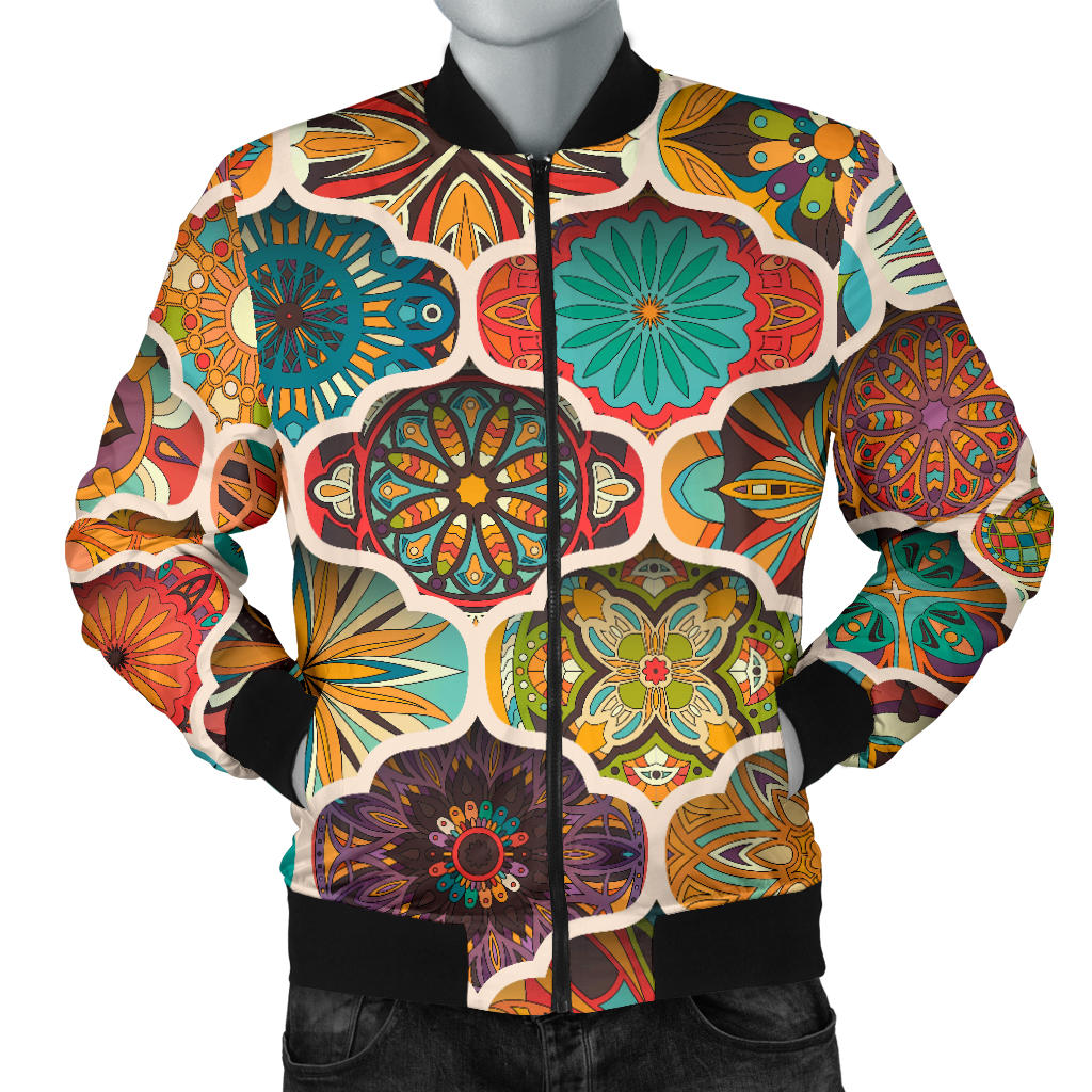 Mandala Mosaic Themed Design Print Men Bomber Jacket