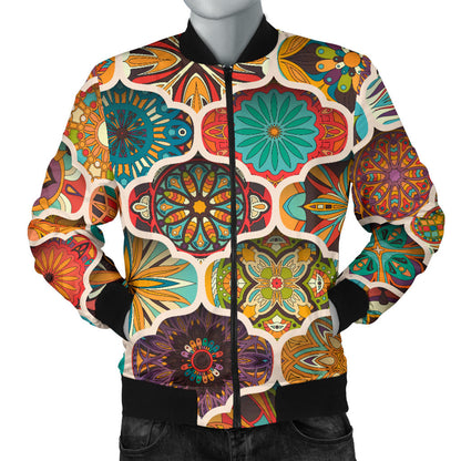 Mandala Mosaic Themed Design Print Men Bomber Jacket