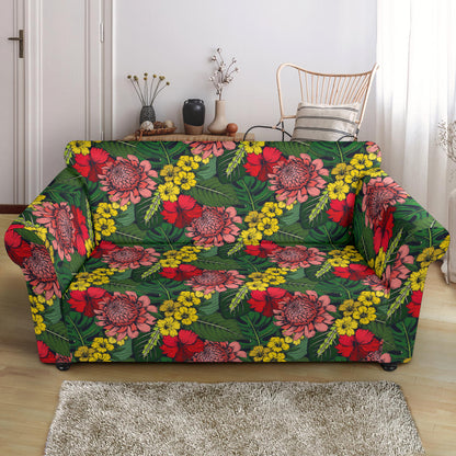 Summer Floral Print Design LKS305 Loveseat Couch Slipcover