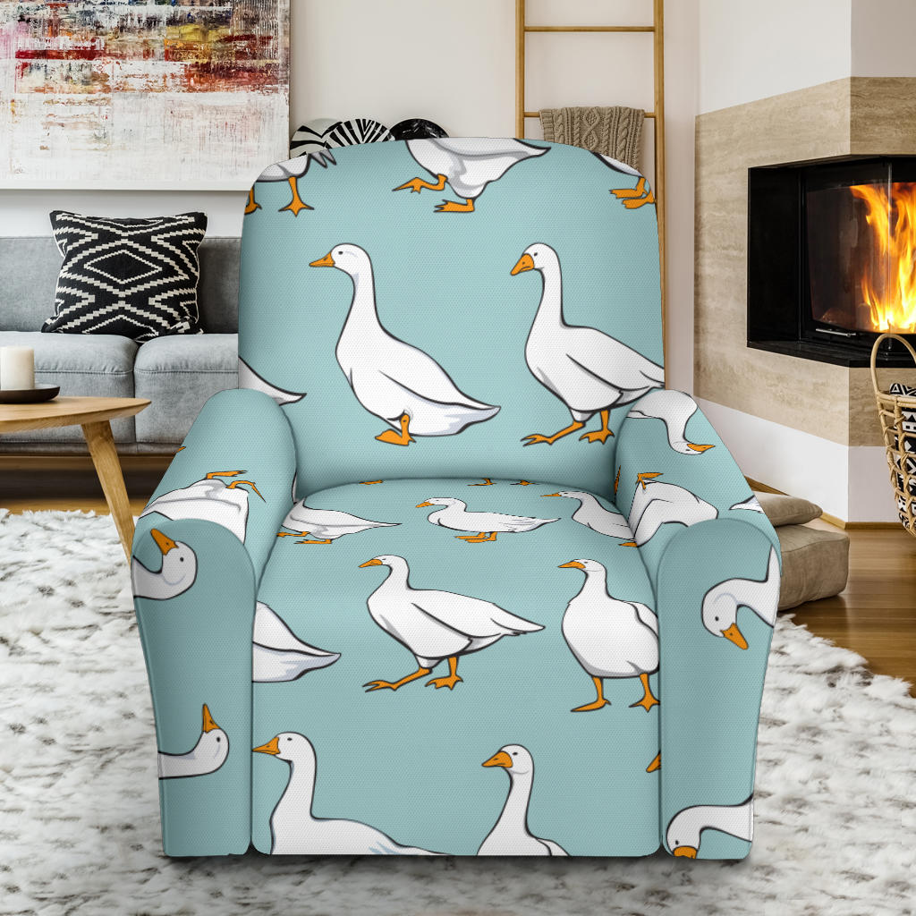 Goose Pattern Print Design 02 Recliner Slipcover with Pocket