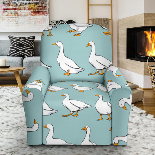 Goose Pattern Print Design 02 Recliner Slipcover with Pocket