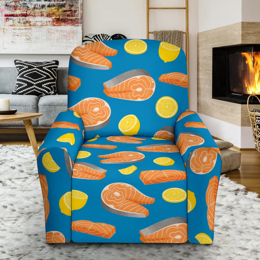 Salmon Steak With Lemon Print Design LKS308 Recliner Slipcover with Pocket