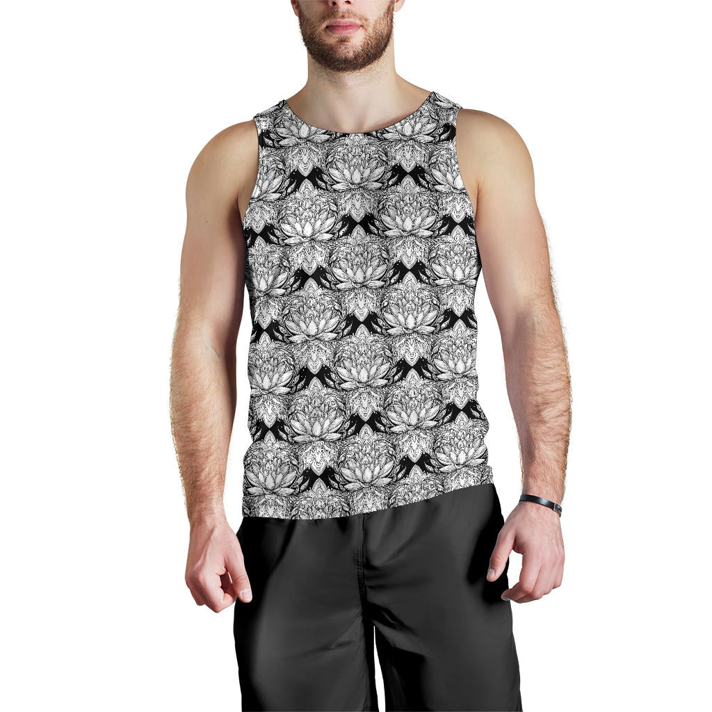Lotus Mandala Print Pattern Men Tank Top