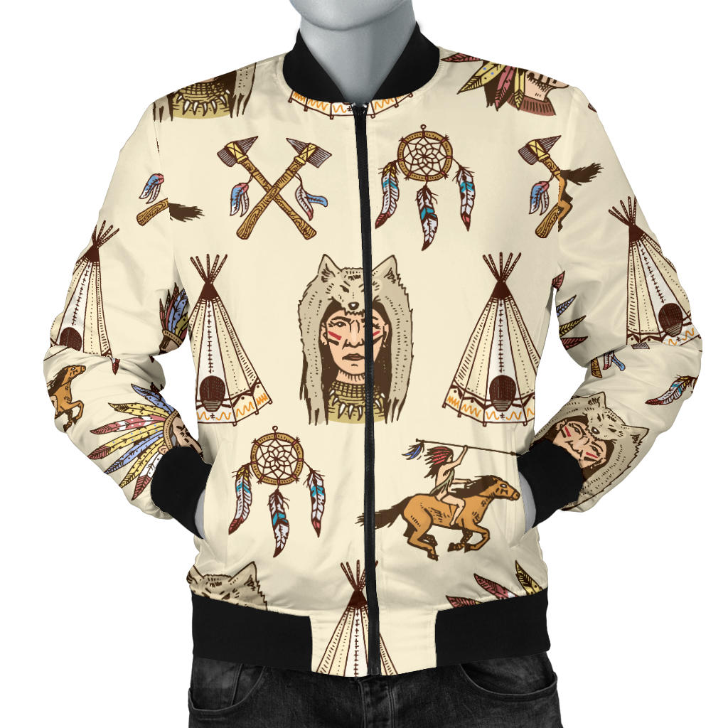 Native Indian Pattern Design Print Men Bomber Jacket
