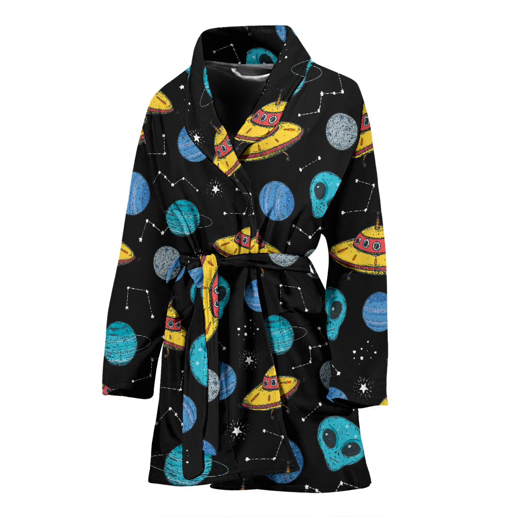 UFO Alien Print Design LKS306 Women Bathrobe