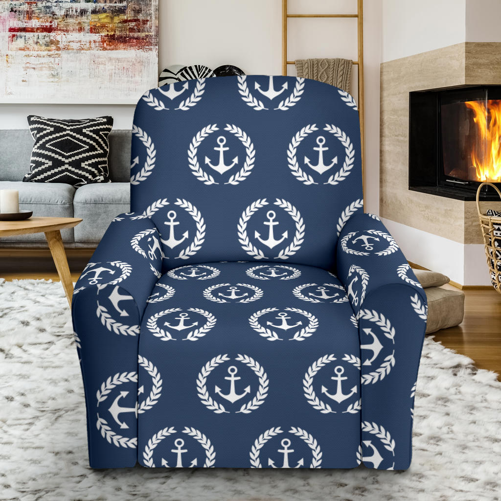 Anchor Pattern Print Design 04 Recliner Slipcover with Pocket