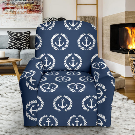 Anchor Pattern Print Design 04 Recliner Slipcover with Pocket