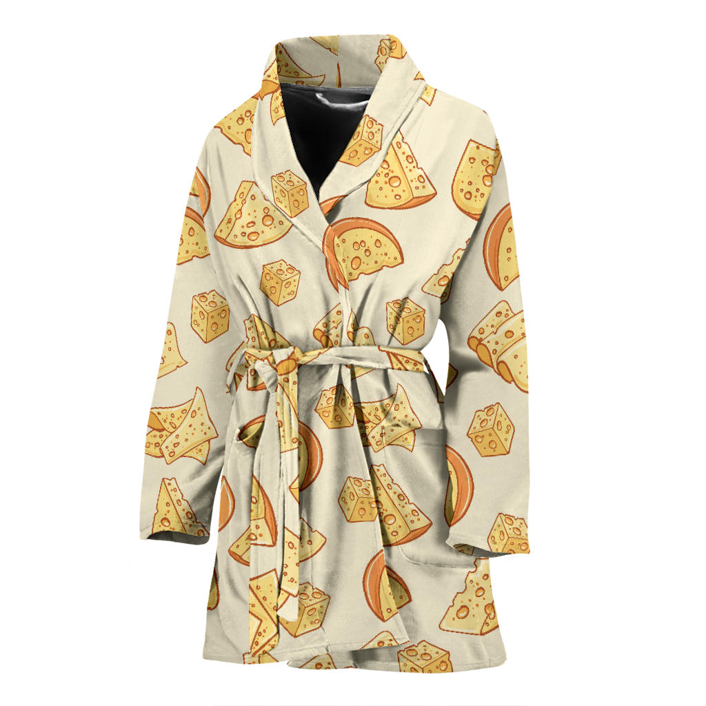 Cheese Pattern Print Design 01 Women Bathrobe