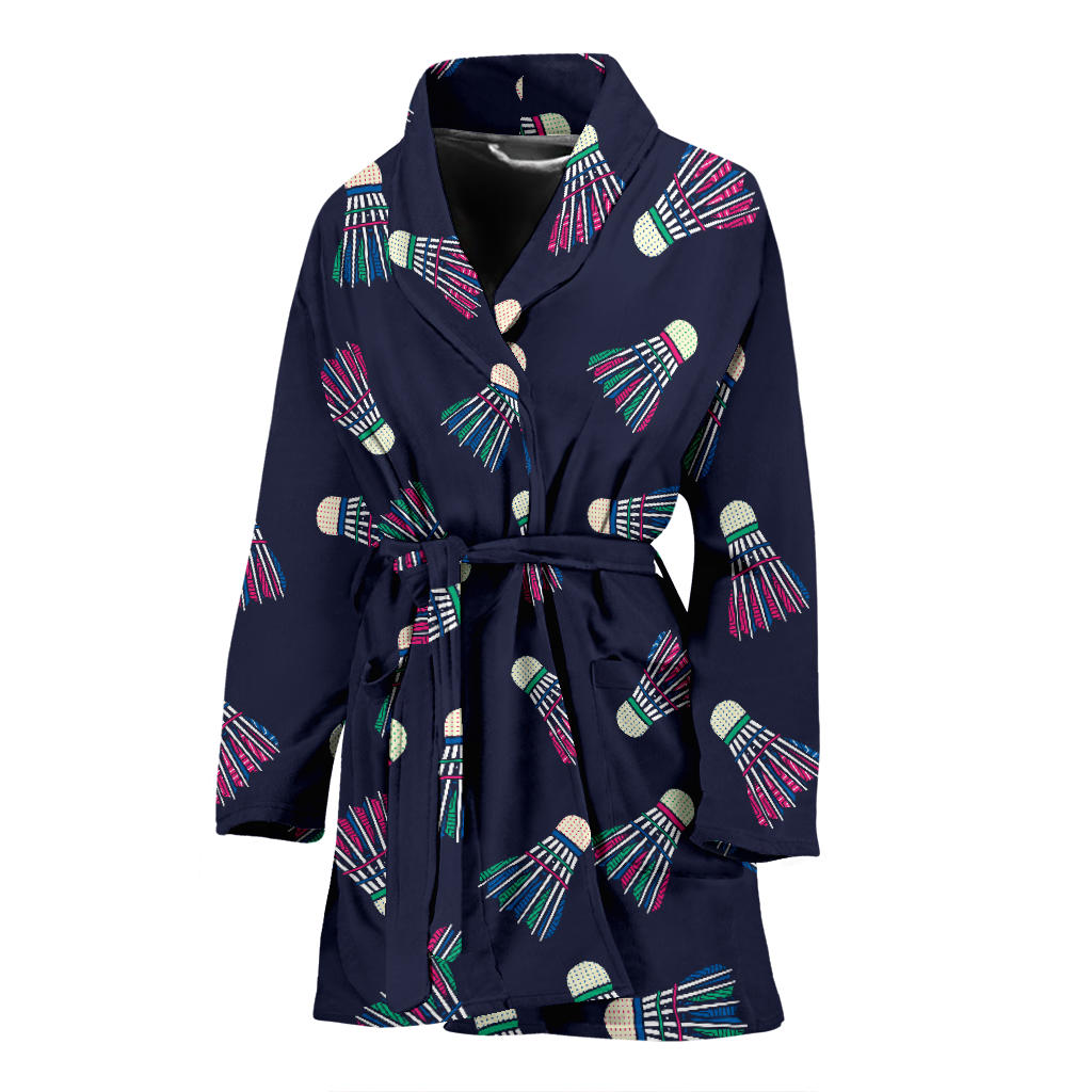 Badminton Ball Pattern Print Design 02 Women Bathrobe