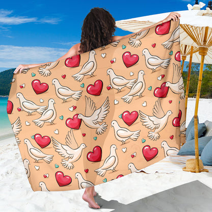 Pigeon Heart Pattern Print Design 04 Sarong Pareo Wrap