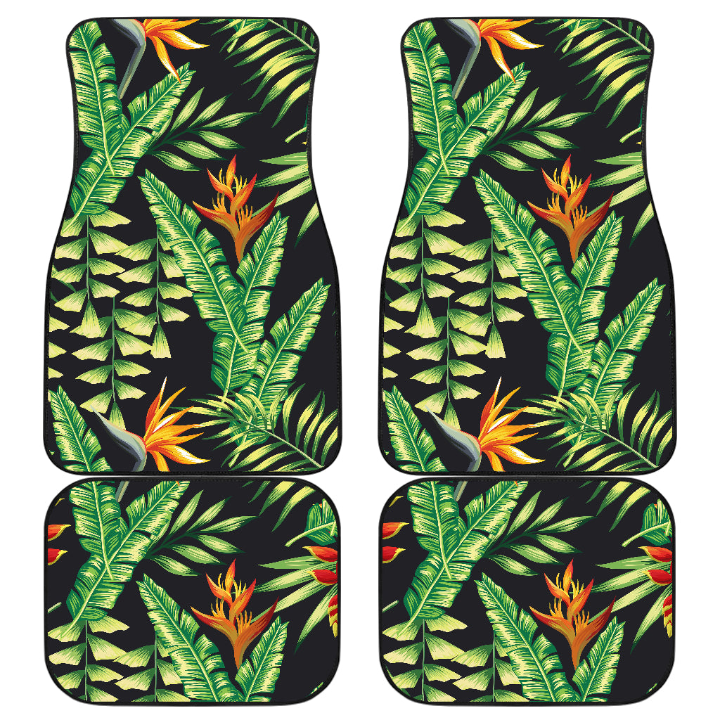 Hawaiian Flower Tropical Palm Leaves Car Floor Mats Front Back