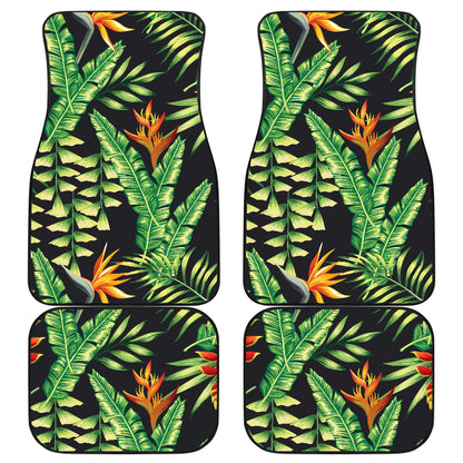 Hawaiian Flower Tropical Palm Leaves Car Floor Mats Front Back