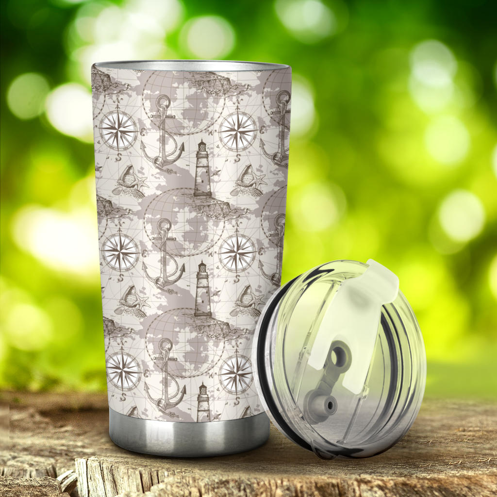 Nautical Map Design Themed Print Tumbler
