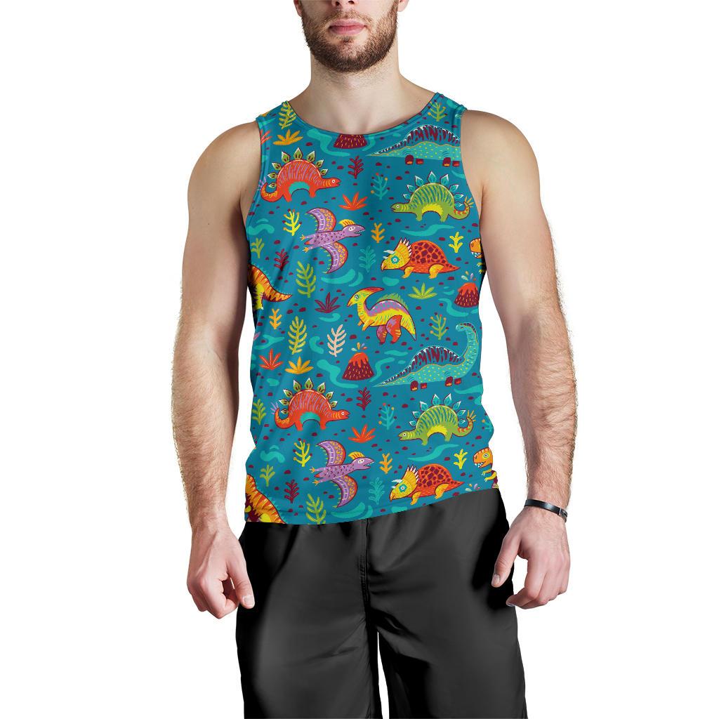 Dinosaur Cartoon Style Men Tank Top