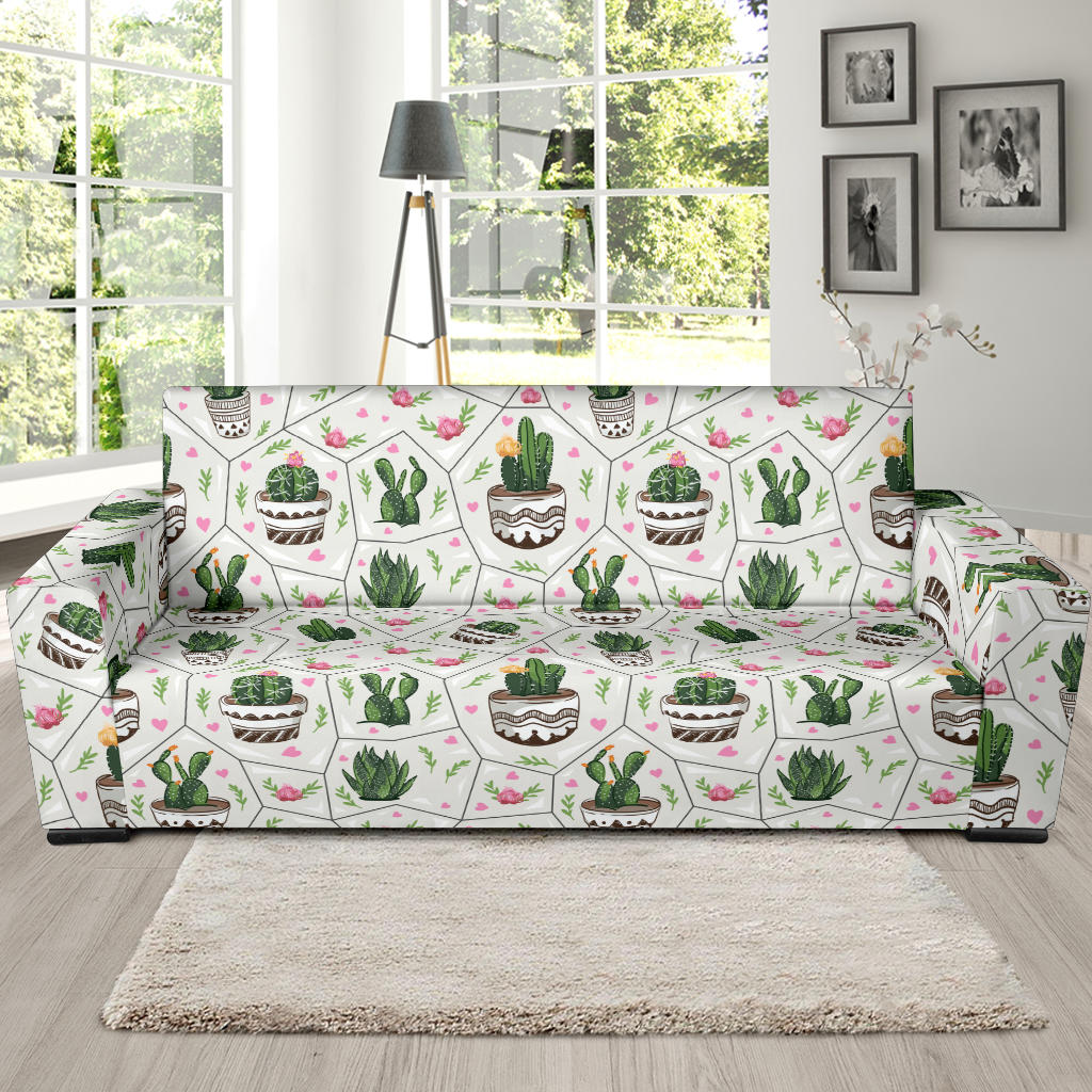 Cactus Pattern Print Design 04 Sofa Slipcover