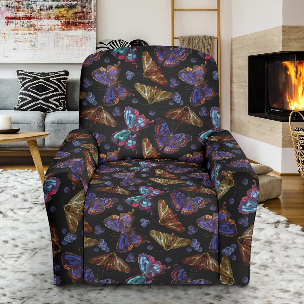 Butterfly Pattern Print Design 013 Recliner Slipcover with Pocket