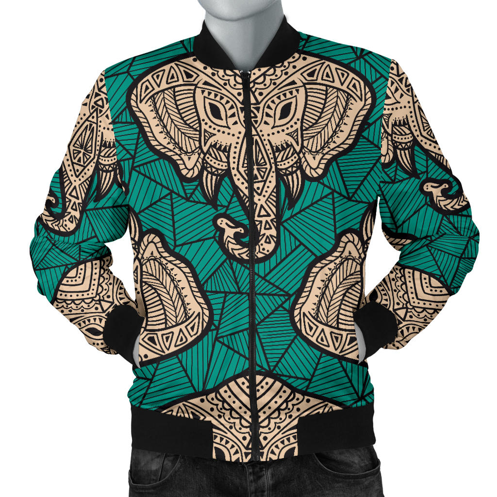 Boho Head Elephant Men Bomber Jacket