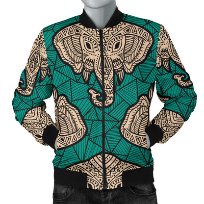 Boho Head Elephant Men Bomber Jacket