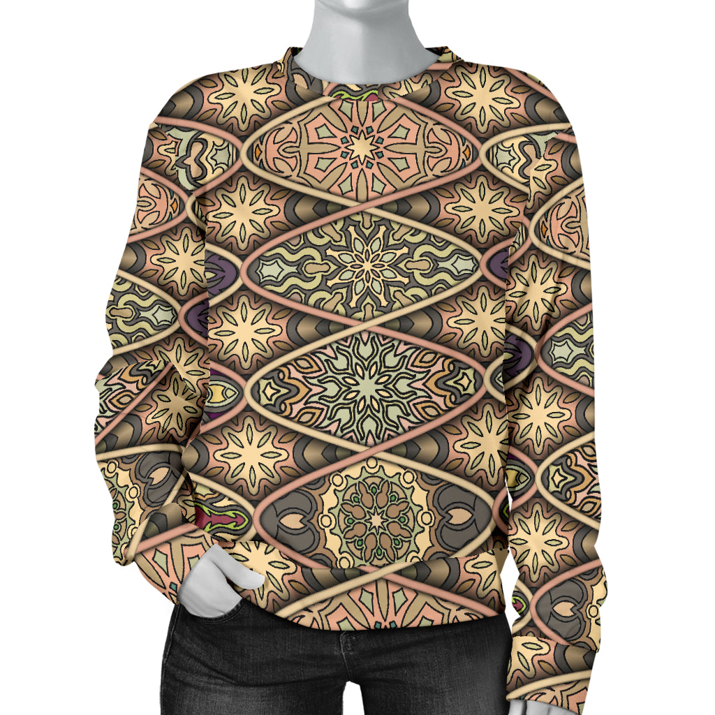 Mandala Motif Themed Design Print Women Long Sleeve Sweatshirt