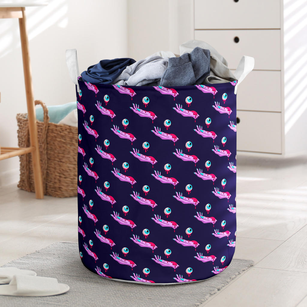 Zombie Pink Hand Design Pattern Print Laundry Basket