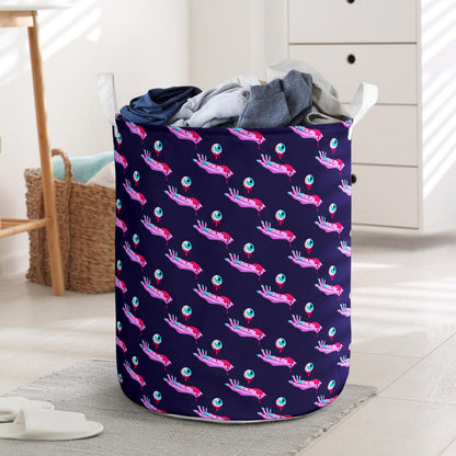 Zombie Pink Hand Design Pattern Print Laundry Basket