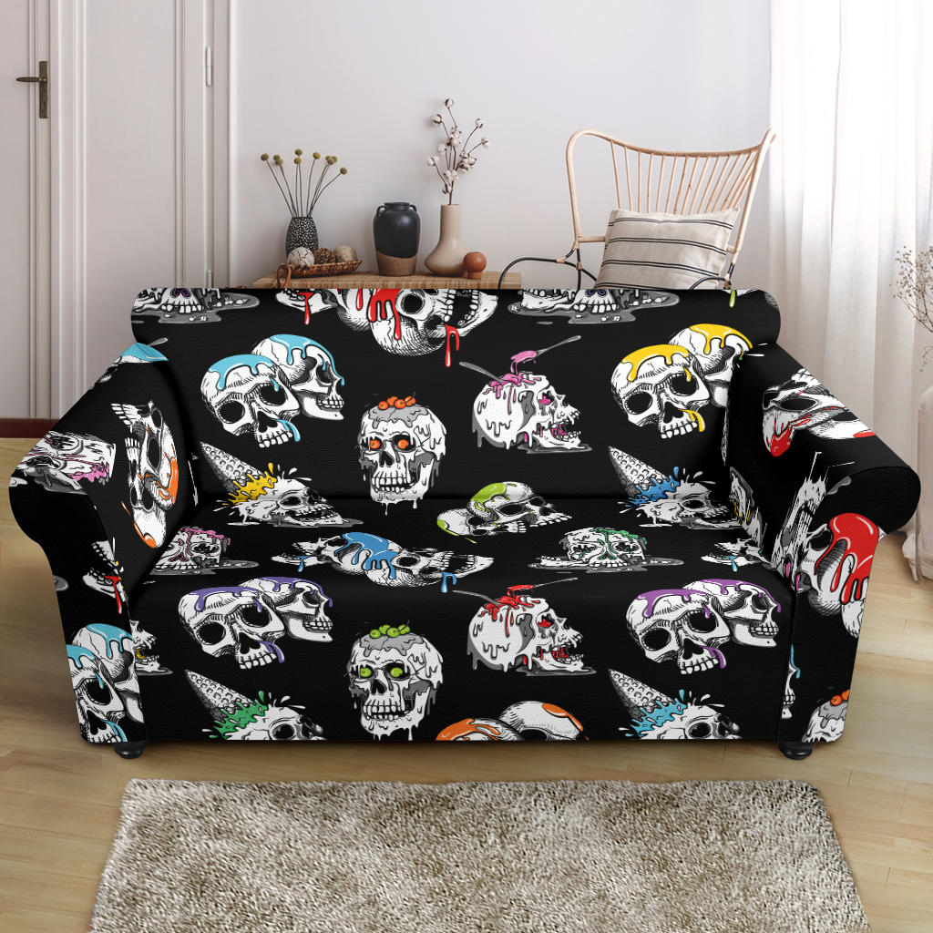Skull Print Design LKS3013 Loveseat Couch Slipcover