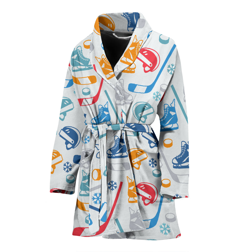 Hockey Equipment Print Design LKS301 Women Bathrobe