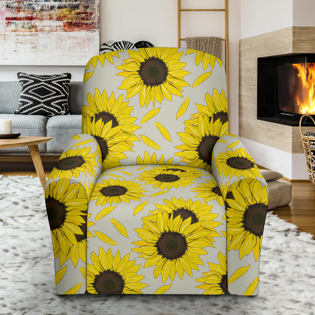 Sunflower Print Design LKS309 Recliner Slipcover with Pocket