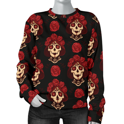 Day of the Dead Skull Girl Pattern Women Long Sleeve Sweatshirt