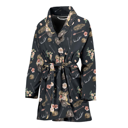 Bohemian Pattern Print Design 09 Women Bathrobe