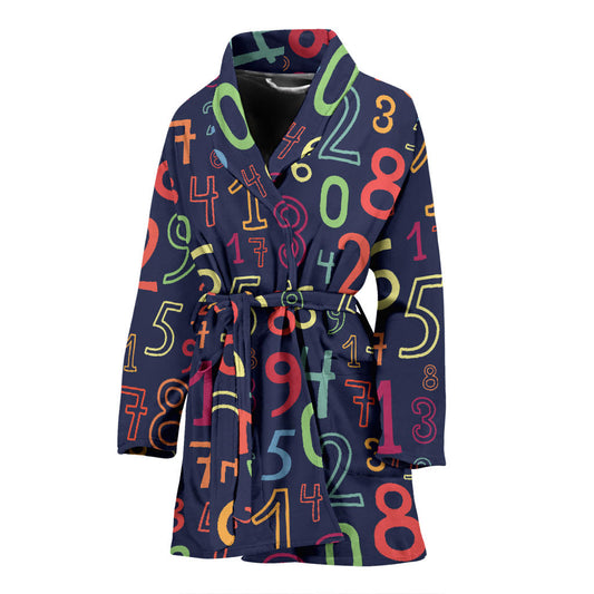 Number Pattern Print Design A01 Women Bathrobe
