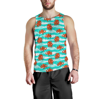 Octopus Cute Design Print Themed Men Tank Top