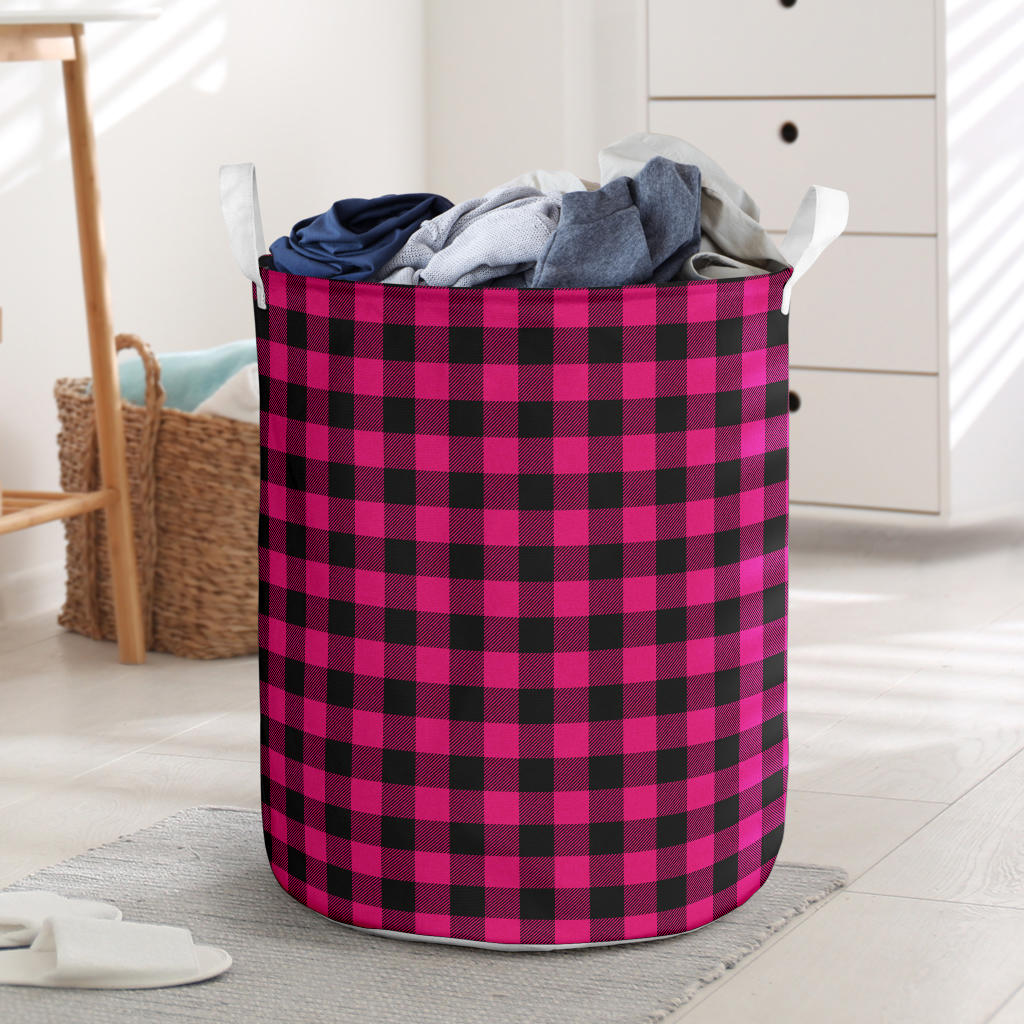 Pink Tartan Plaid Pattern Laundry Basket