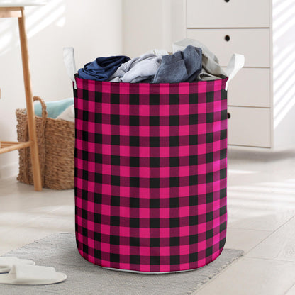 Pink Tartan Plaid Pattern Laundry Basket