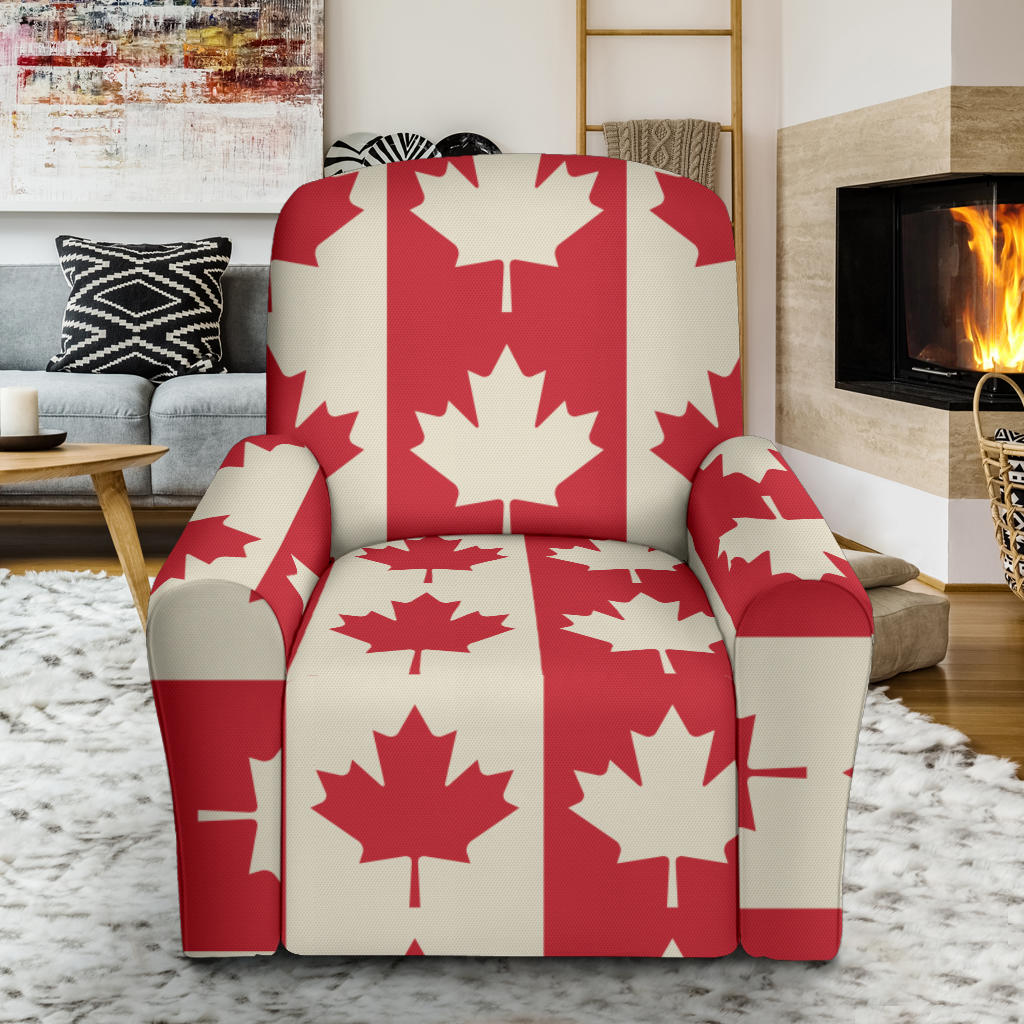 Maple Leaf Pattern Print Design 02 Recliner Slipcover with Pocket