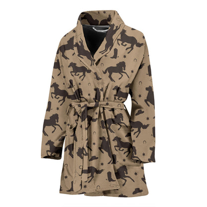 Cowboy Pattern Print Design 05 Women Bathrobe
