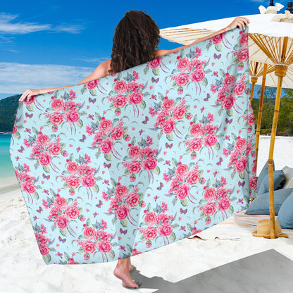 Camellia Pattern Print Design 01 Sarong Pareo Wrap