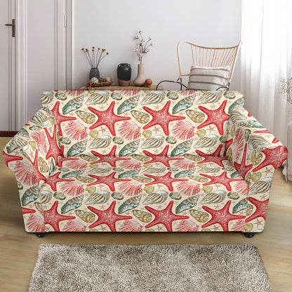 Seashell Print Design LKS301 Loveseat Couch Slipcover