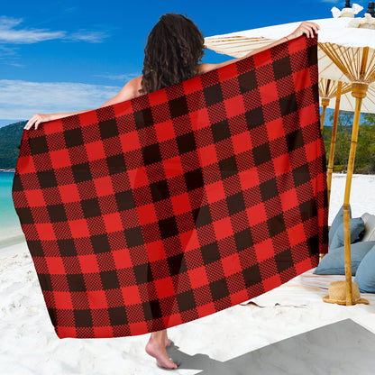 Buffalo check Red Pattern Print Design 05 Sarong Pareo Wrap