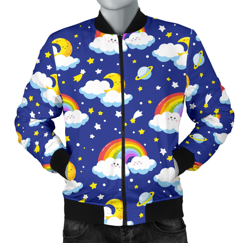 Rainbow Space Design Print Men Bomber Jacket