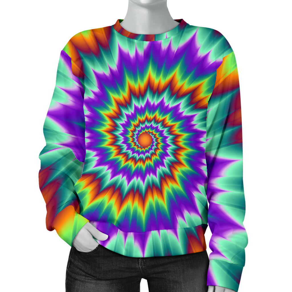 Optical illusion Pulsing fiery spirals Women Long Sleeve Sweatshirt